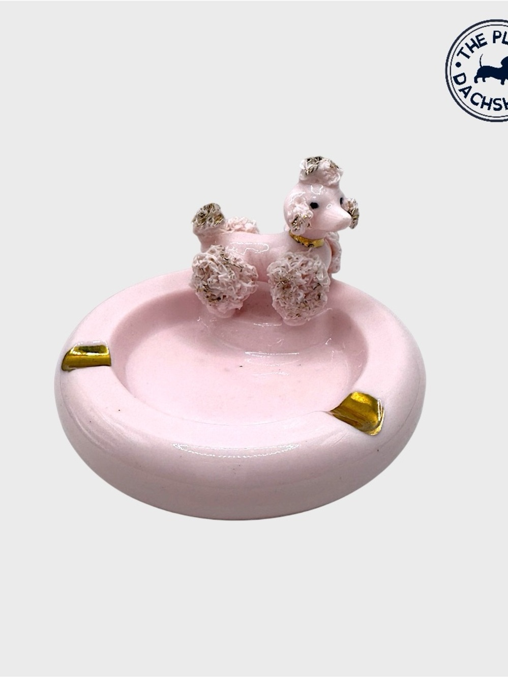 Vintage Pink Ceramic Poodle Ashtray/ Trinket Dish